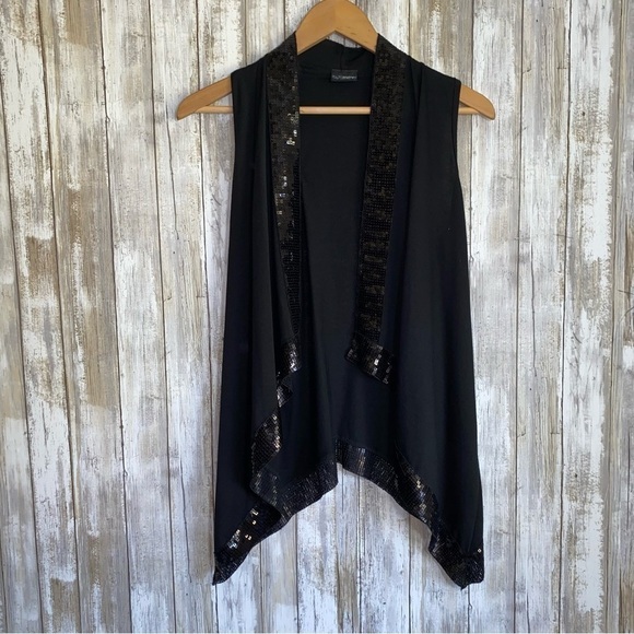 Daytrip Tops - Daytrip Black Sequin Sleeveless Shawl Jacket